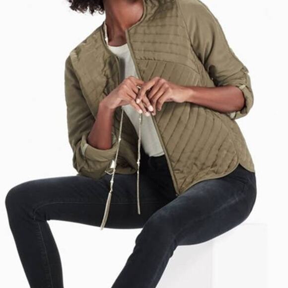Lucky Brand Quilted Liner Jacket Olive Green Small S Full Zip Lightweight Womens - Picture 13 of 13